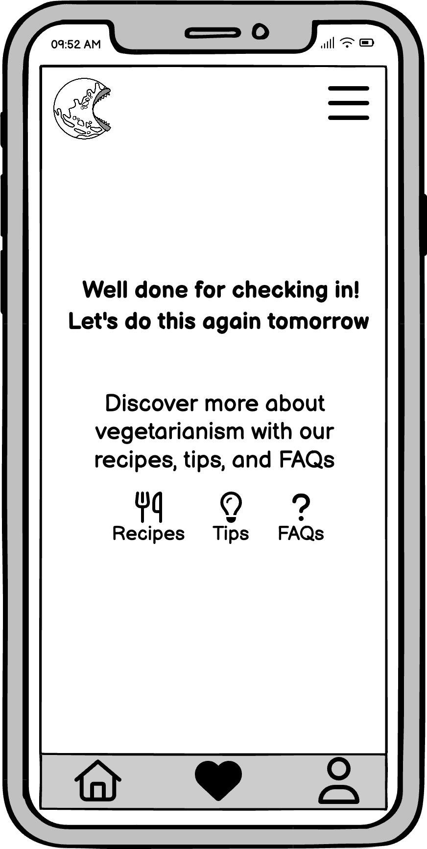 Wireframe Home - Goal Entered